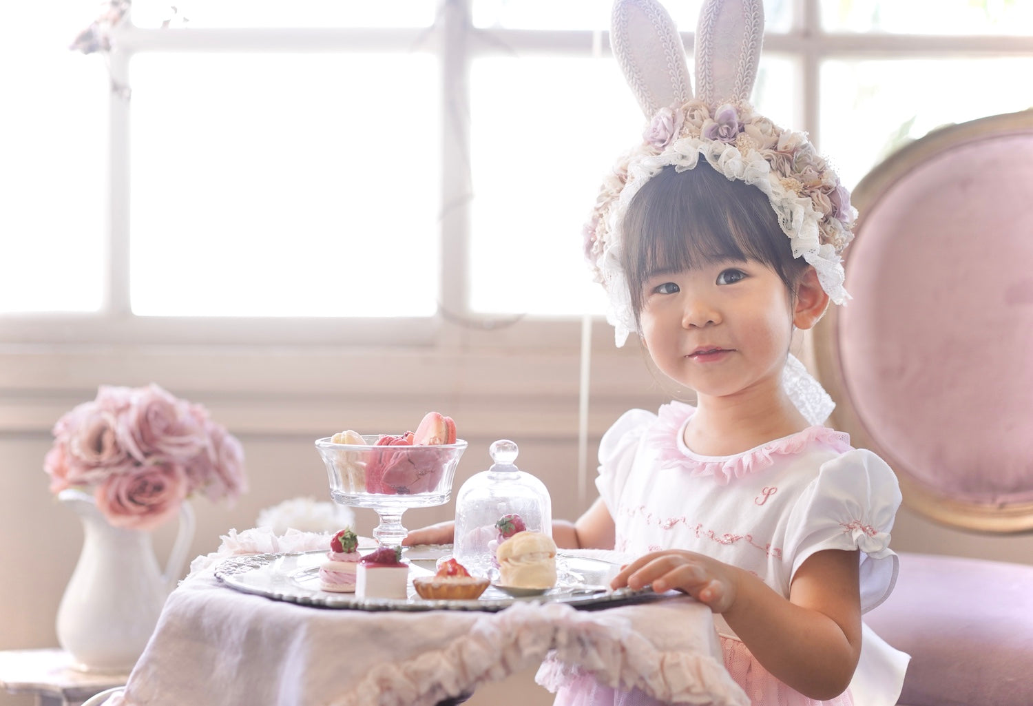 Charlotte sy Dimby classic timeless traditional smocked dresses for babies and girls handmade French style children clothing paris boutique tea party birthday dress pastel pink monogram japan