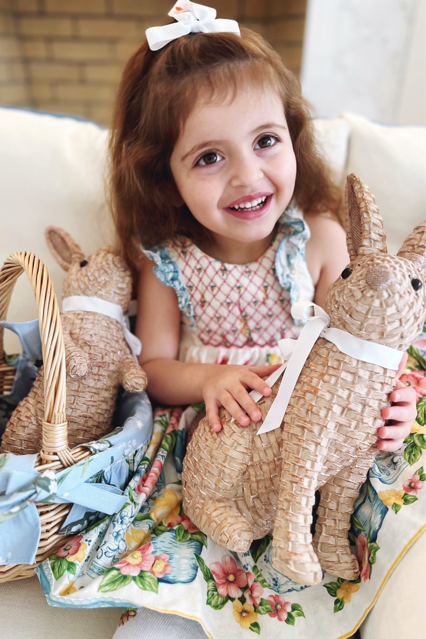 Charlotte sy Dimby classic timeless traditional smocked dresses for babies and girls handmade French style children clothing paris boutique easter floral print bunny dress